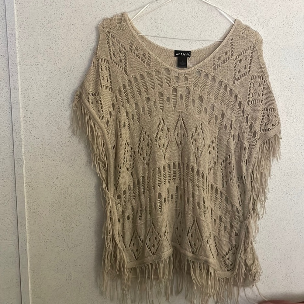 Wet Seal Crocheted Vest / Poncho Small(3-5) boho